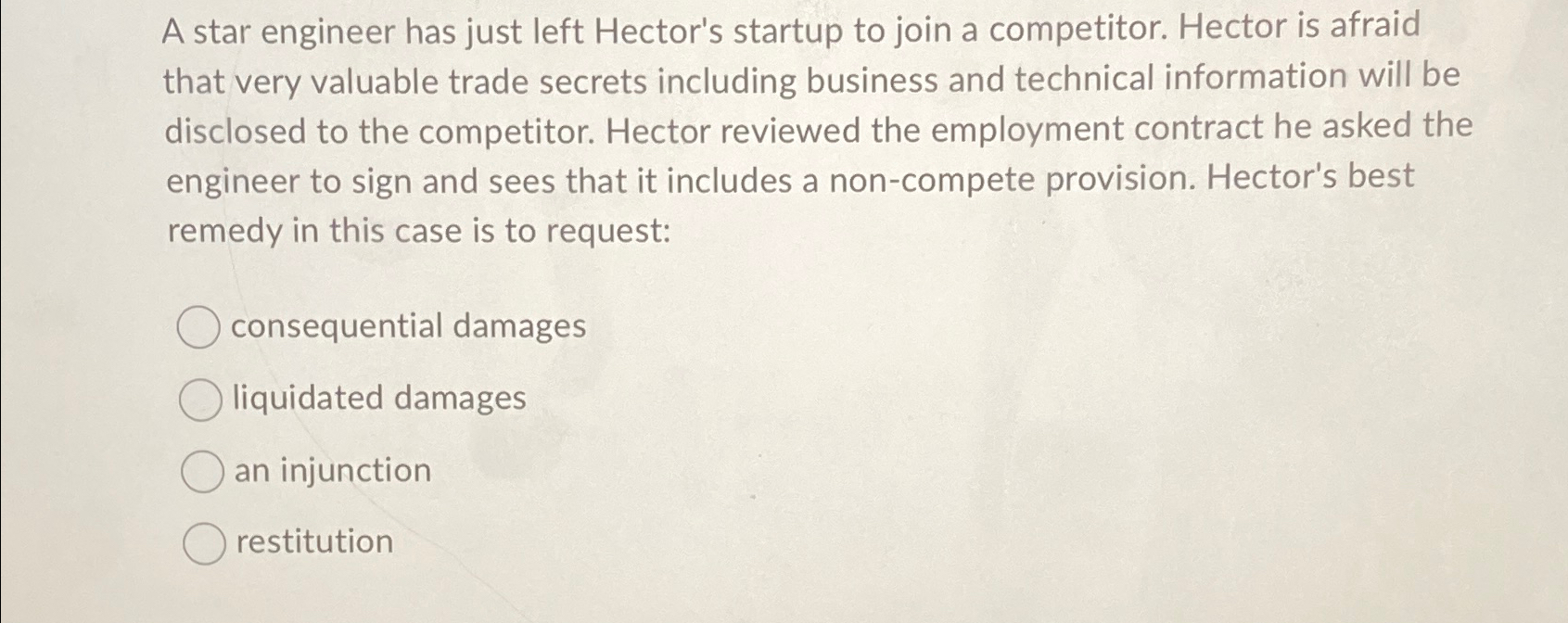  A star engineer has just left Hector's startup to join a