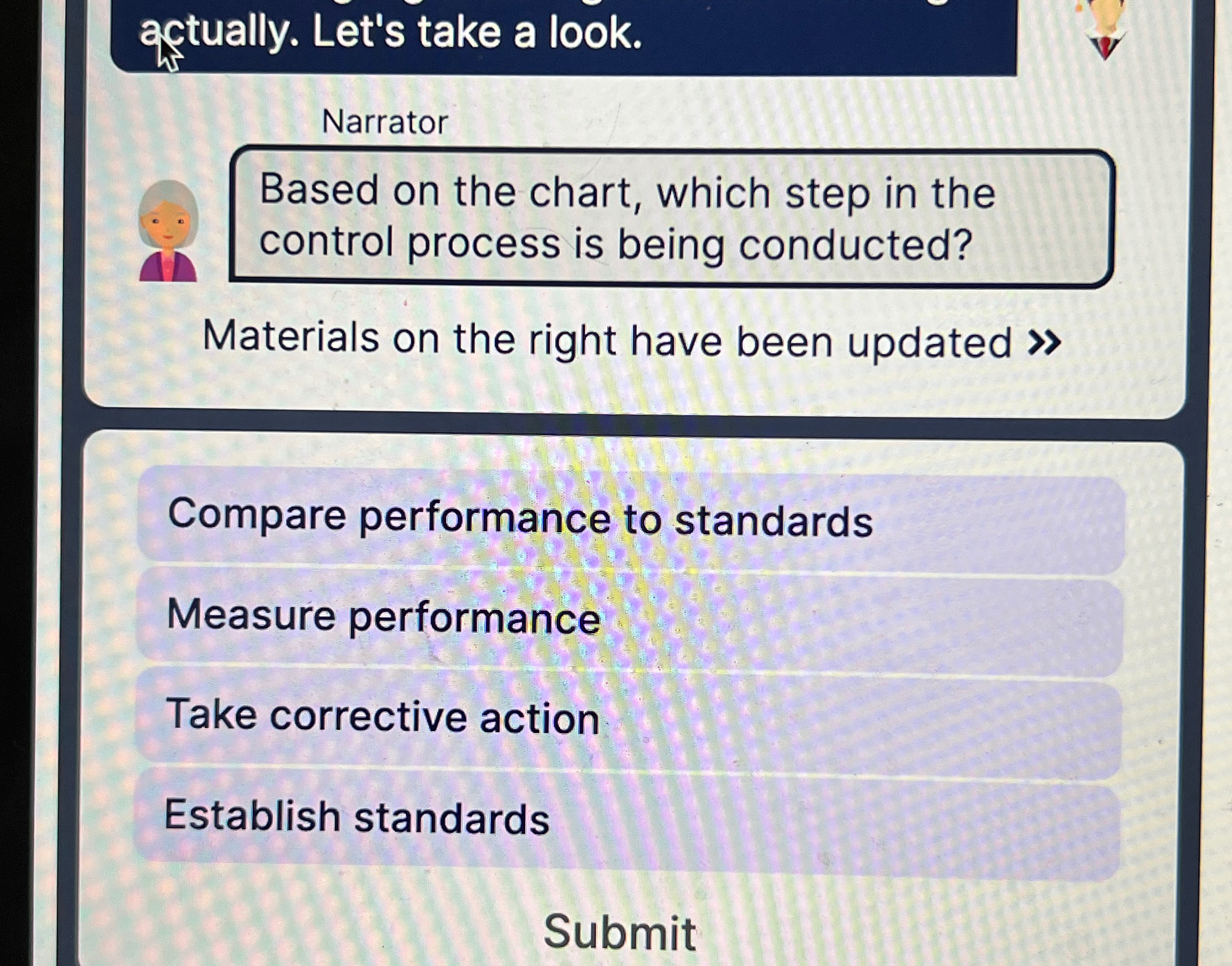  actually. Let's take a look. Narrator Based on the chart, which