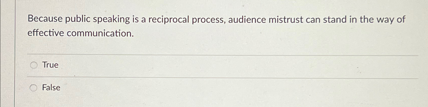  Because public speaking is a reciprocal process, audience mistrust can stand
