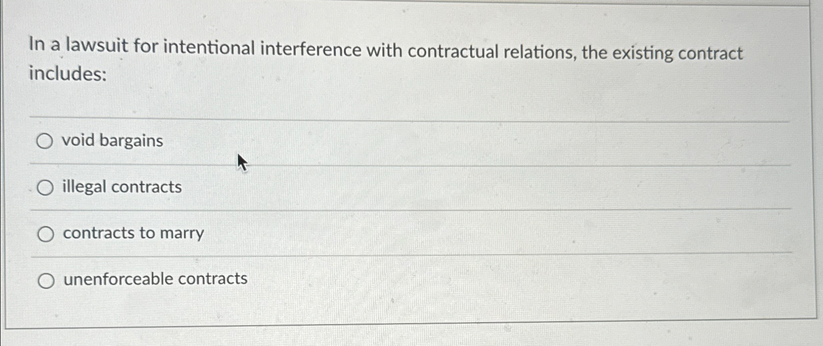  In a lawsuit for intentional interference with contractual relations, the existing