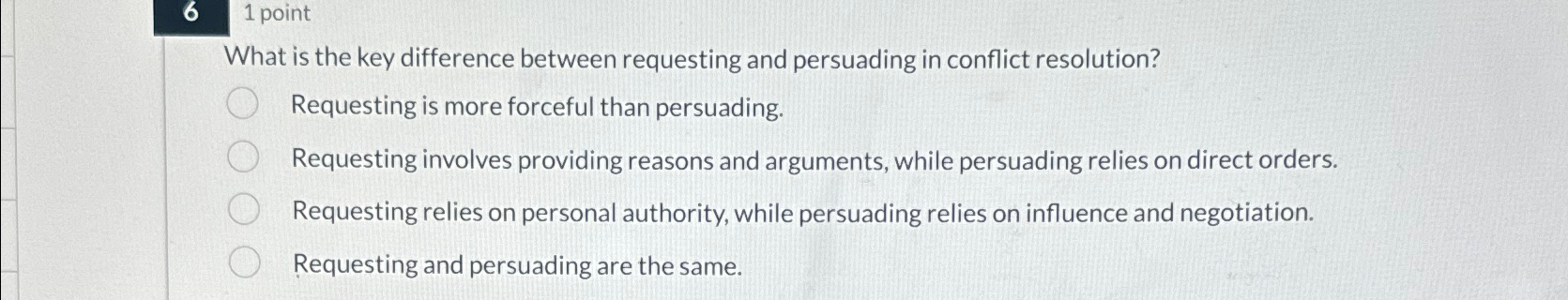  61 point What is the key difference between requesting and persuading