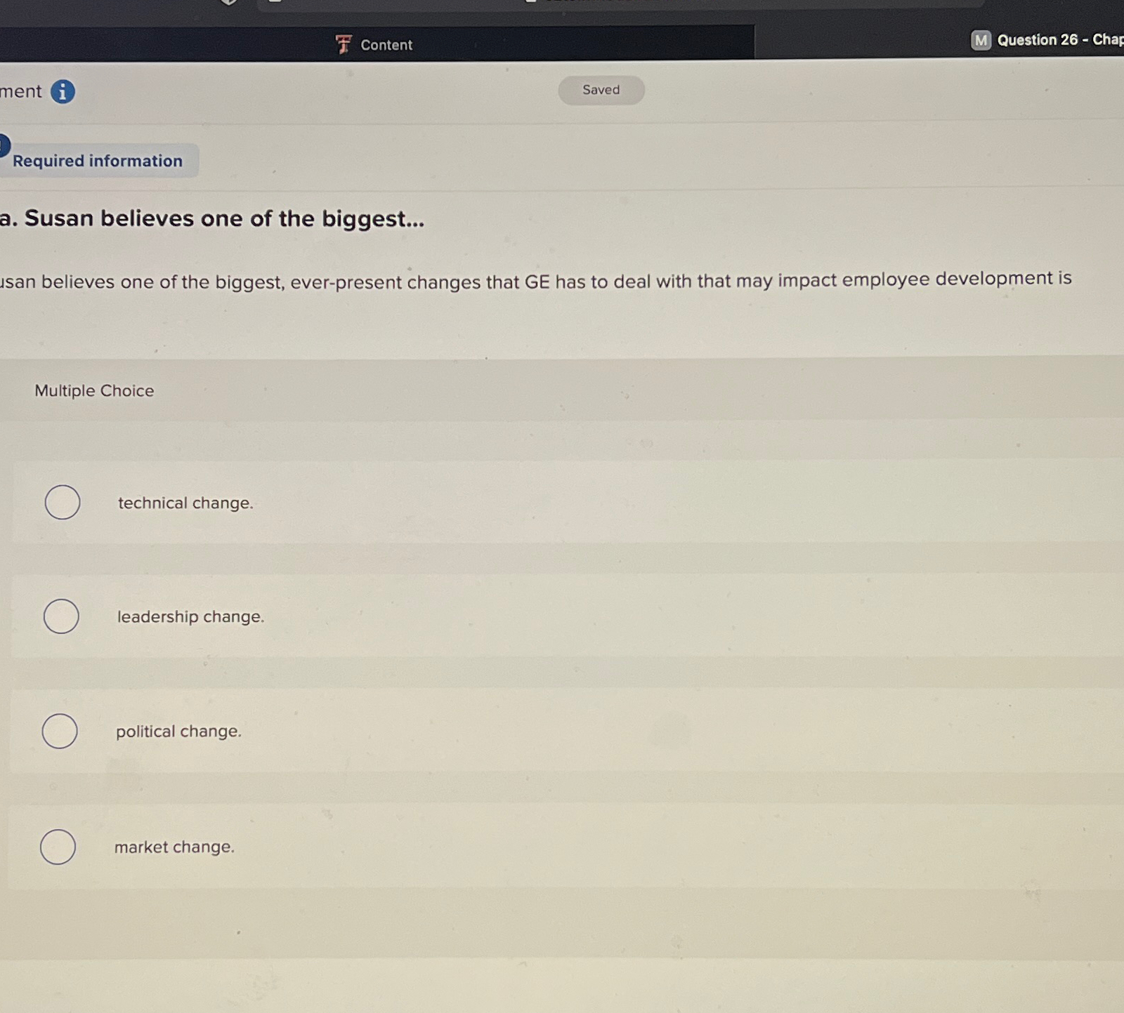  Content Question 26- Char Required information a. Susan believes one of