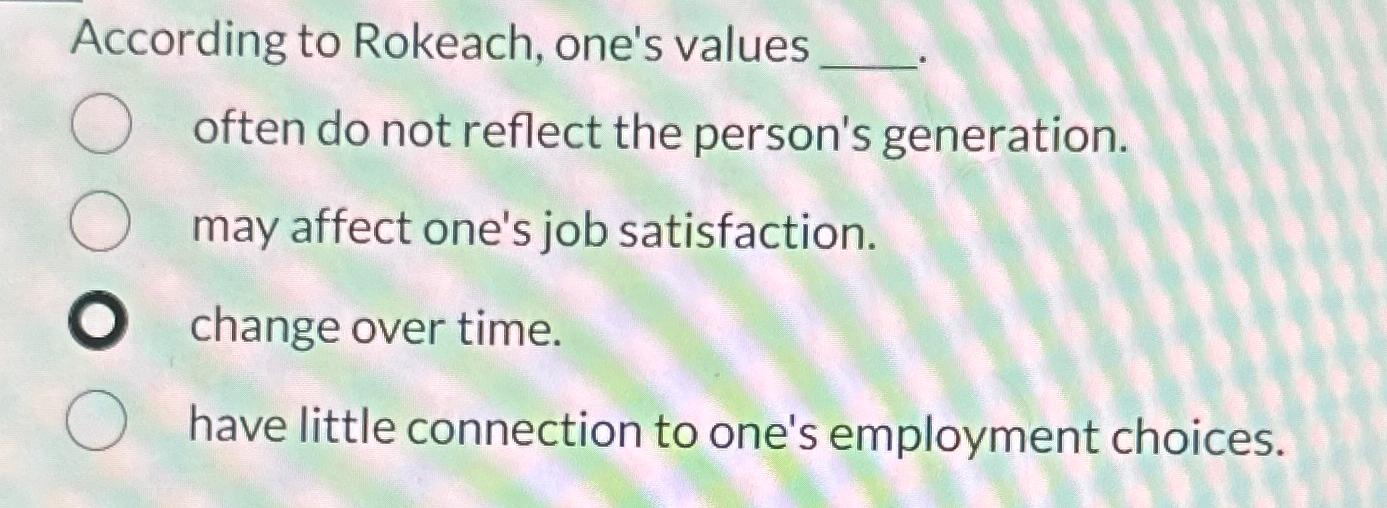  According to Rokeach, one's values often do not reflect the person's