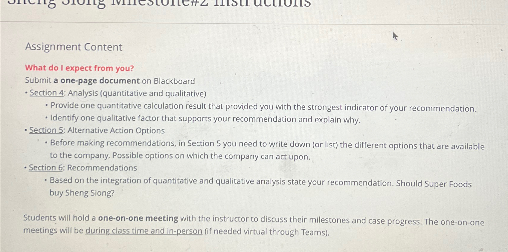  Assignment Content What do l expect from you? Submit a one-page