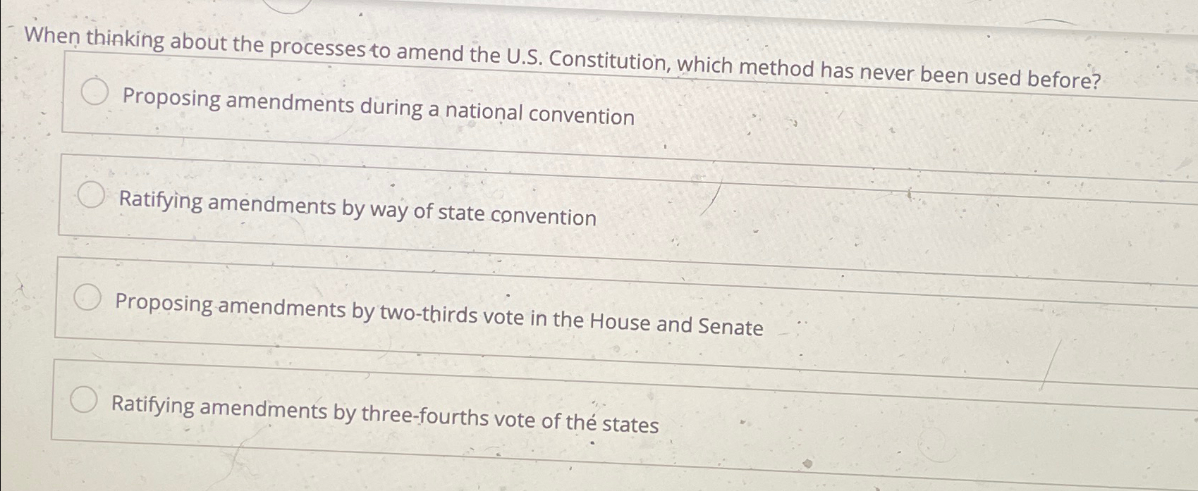  When thinking about the processes to amend the U.S. Constitution, which