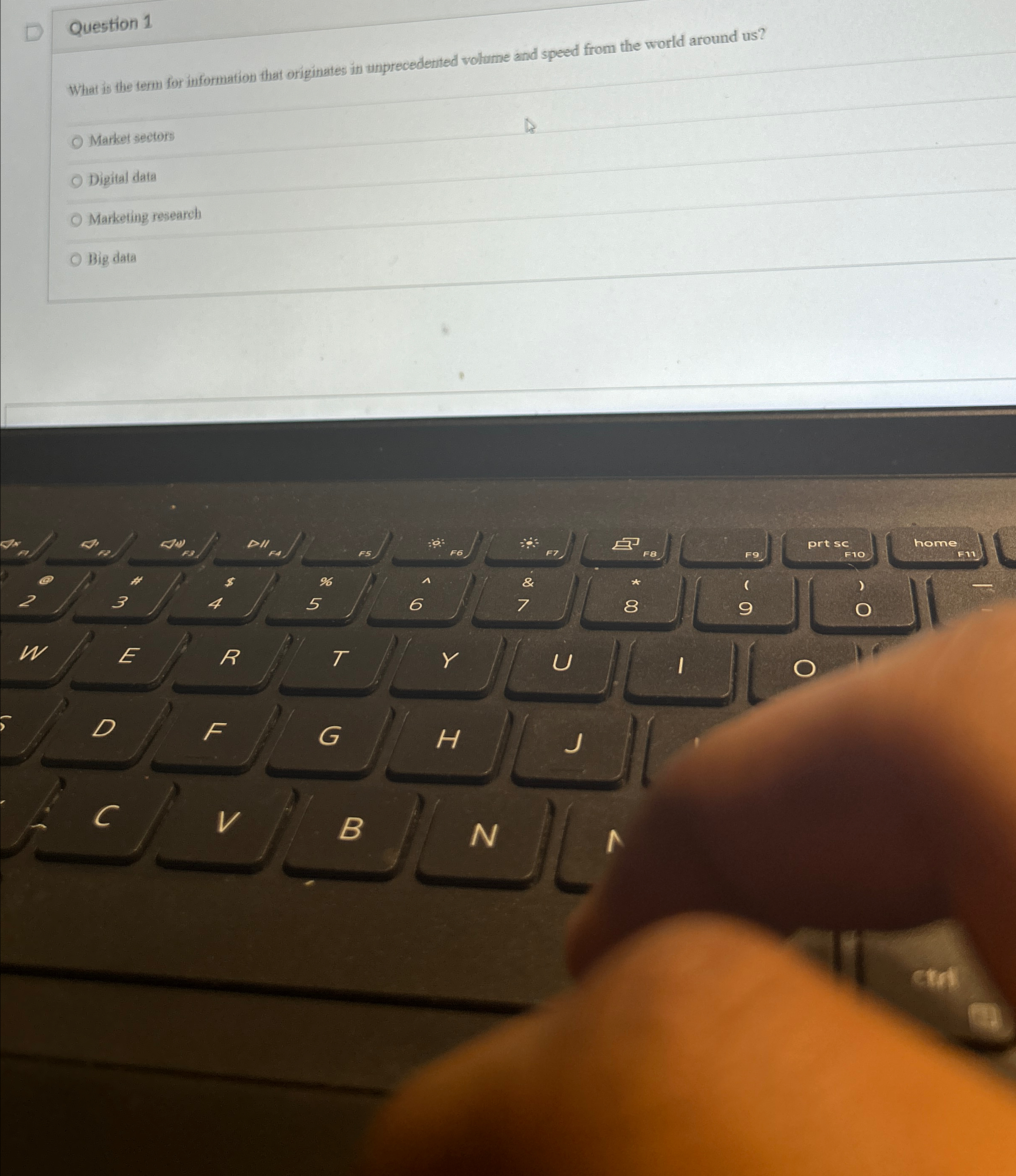  Question 1 What is the term for information that originates in