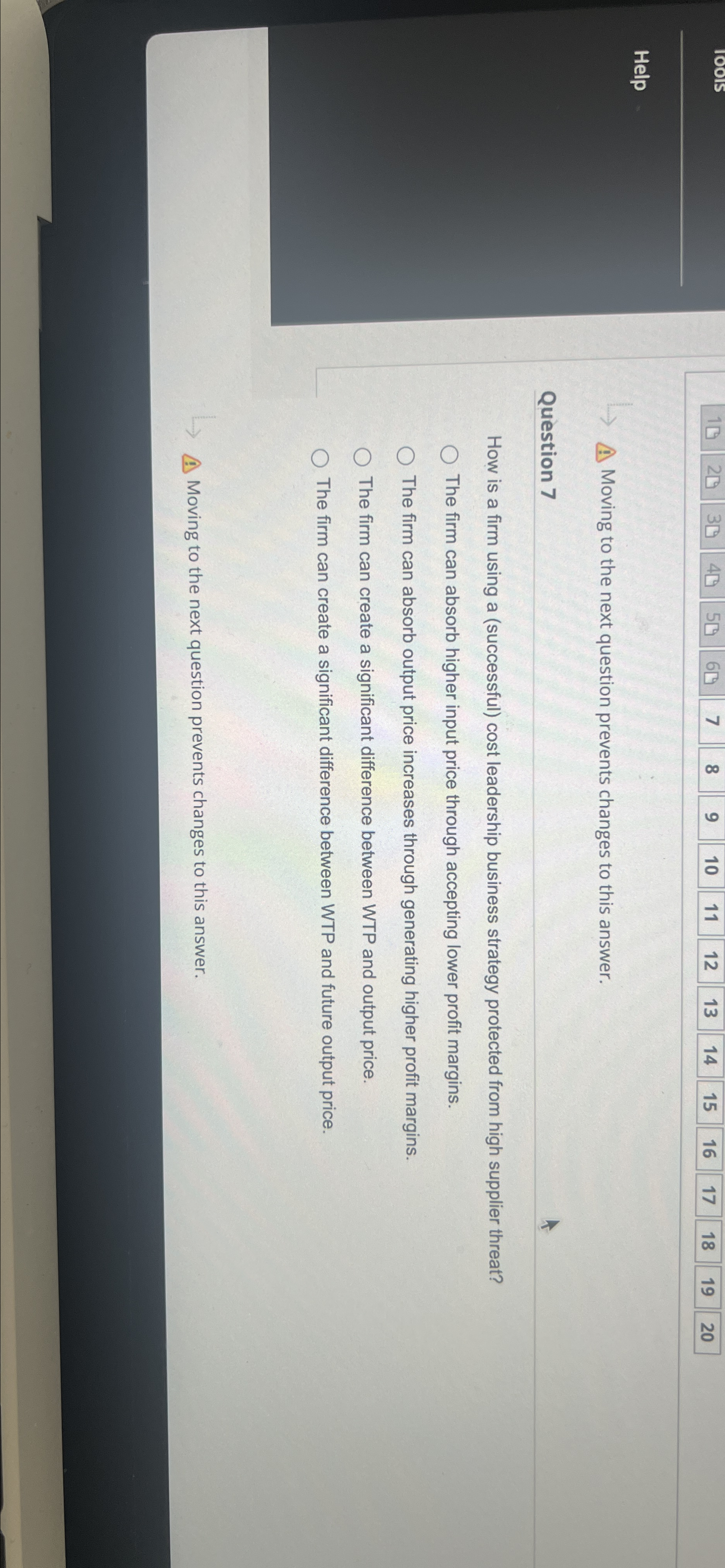  Help Moving to the next question prevents changes to this answer.