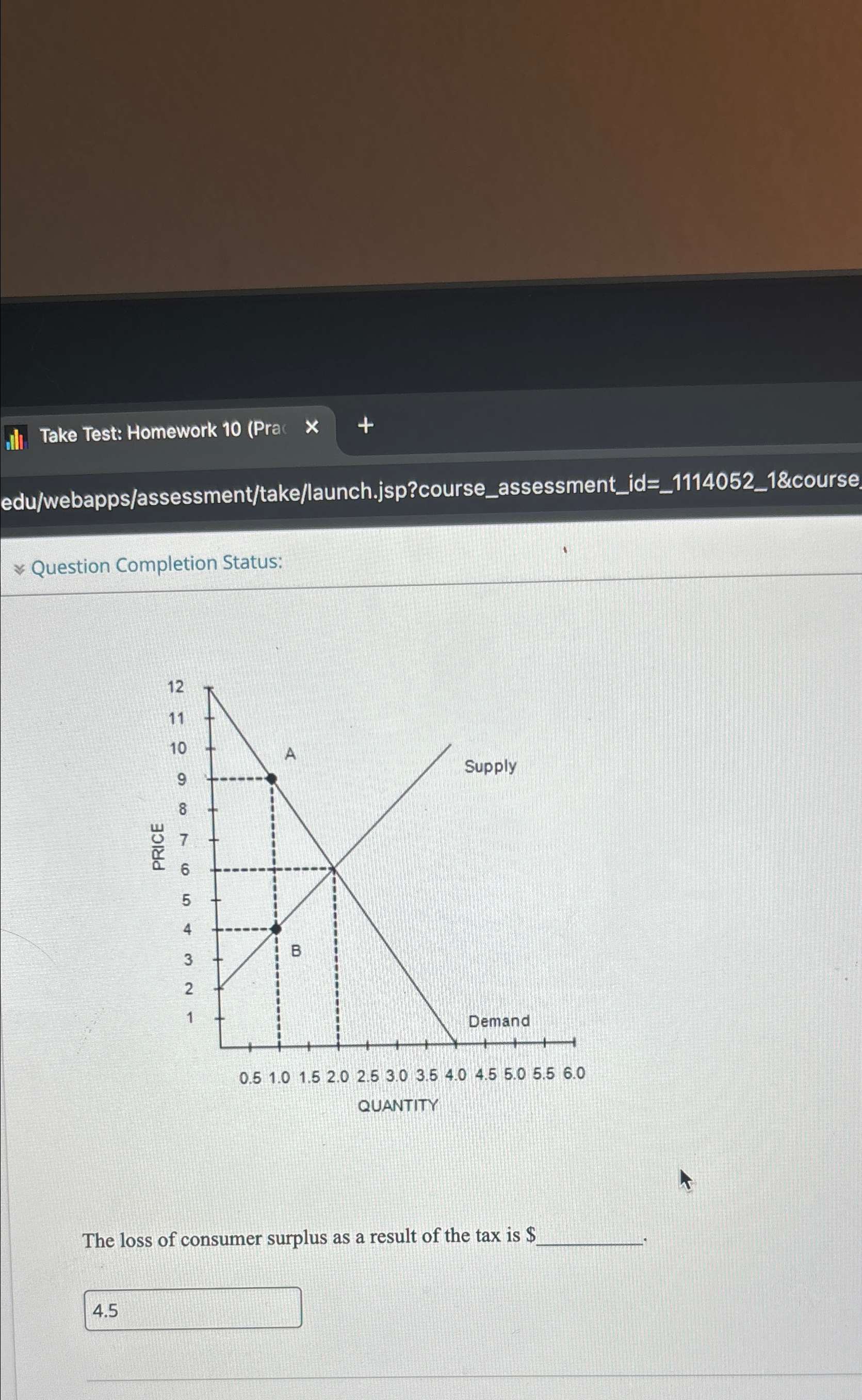  Take Test: Homework 10(Prac edu/webapps/assessment/take/launch.jsp?course_assessment_id=_1114052_1&course Question Completion Status: The loss of