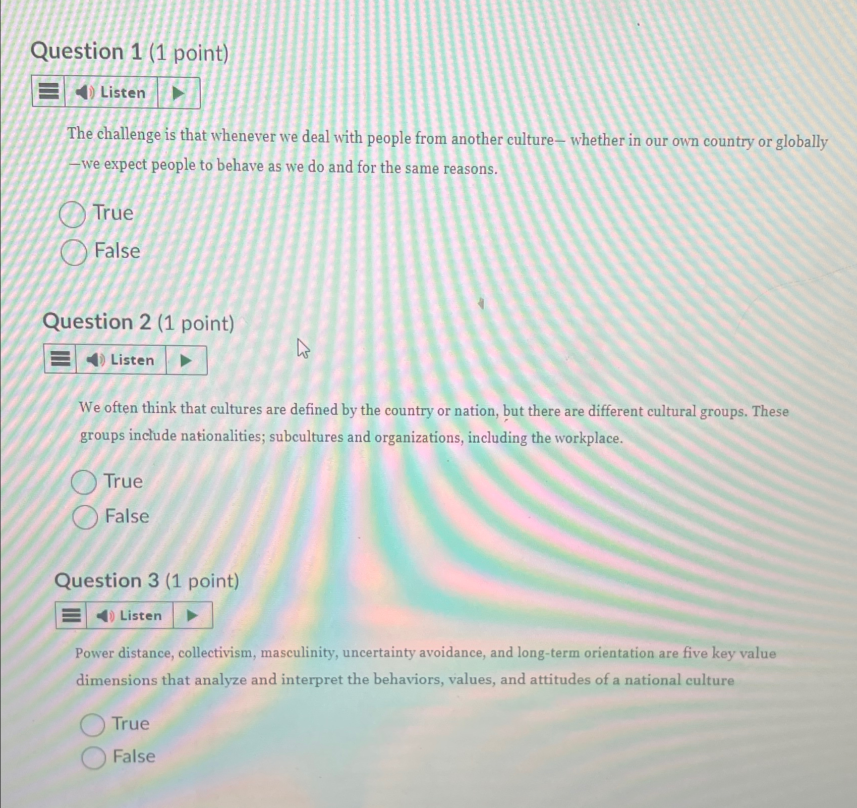  Question 1(1 point) The challenge is that whenever we deal with