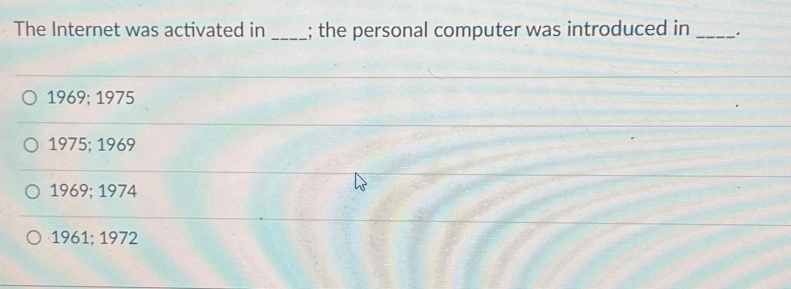  The Internet was activated in ; the personal computer was introduced