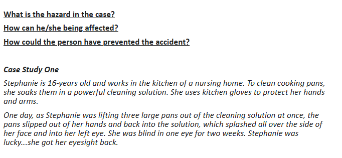  Case Study One Stephanie is 16-years old and works in the