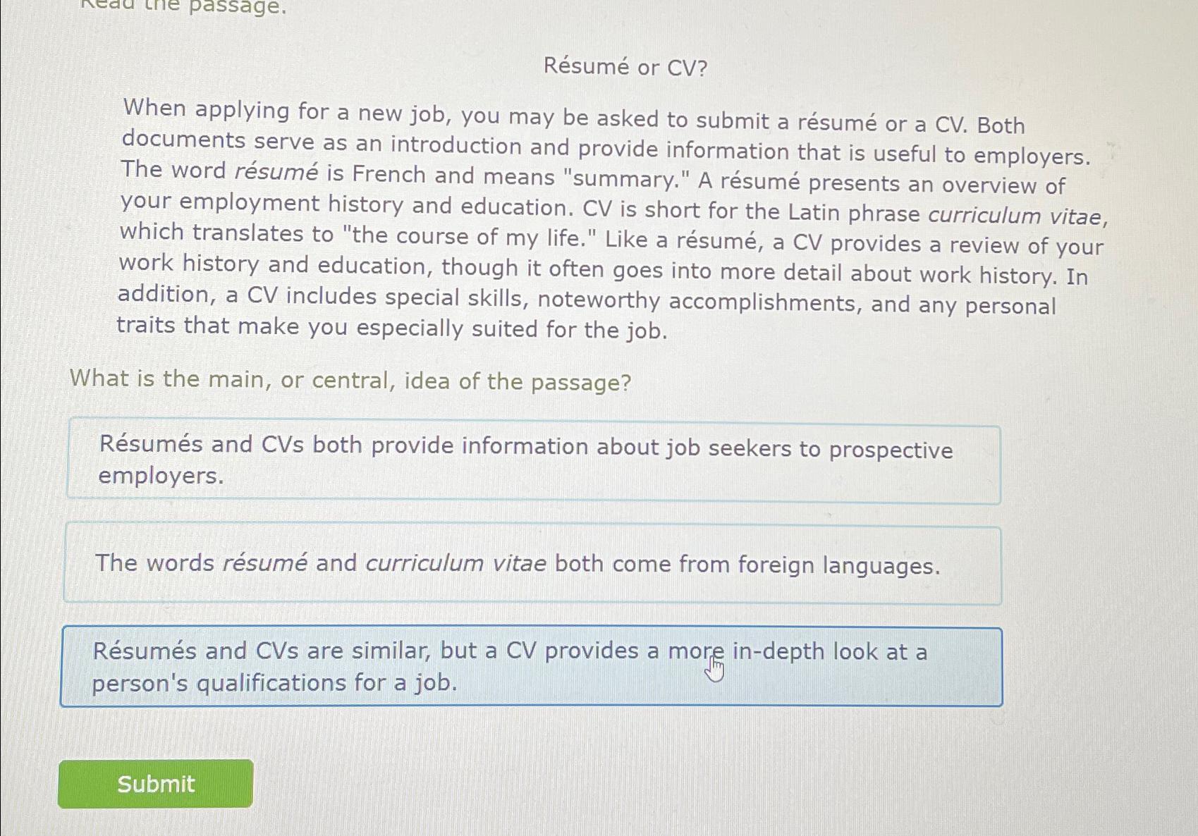  Rsum or CV? When applying for a new job, you may