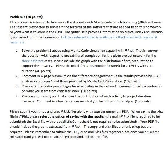 Problem 2 (70 points): This problem is intended to familiarize the