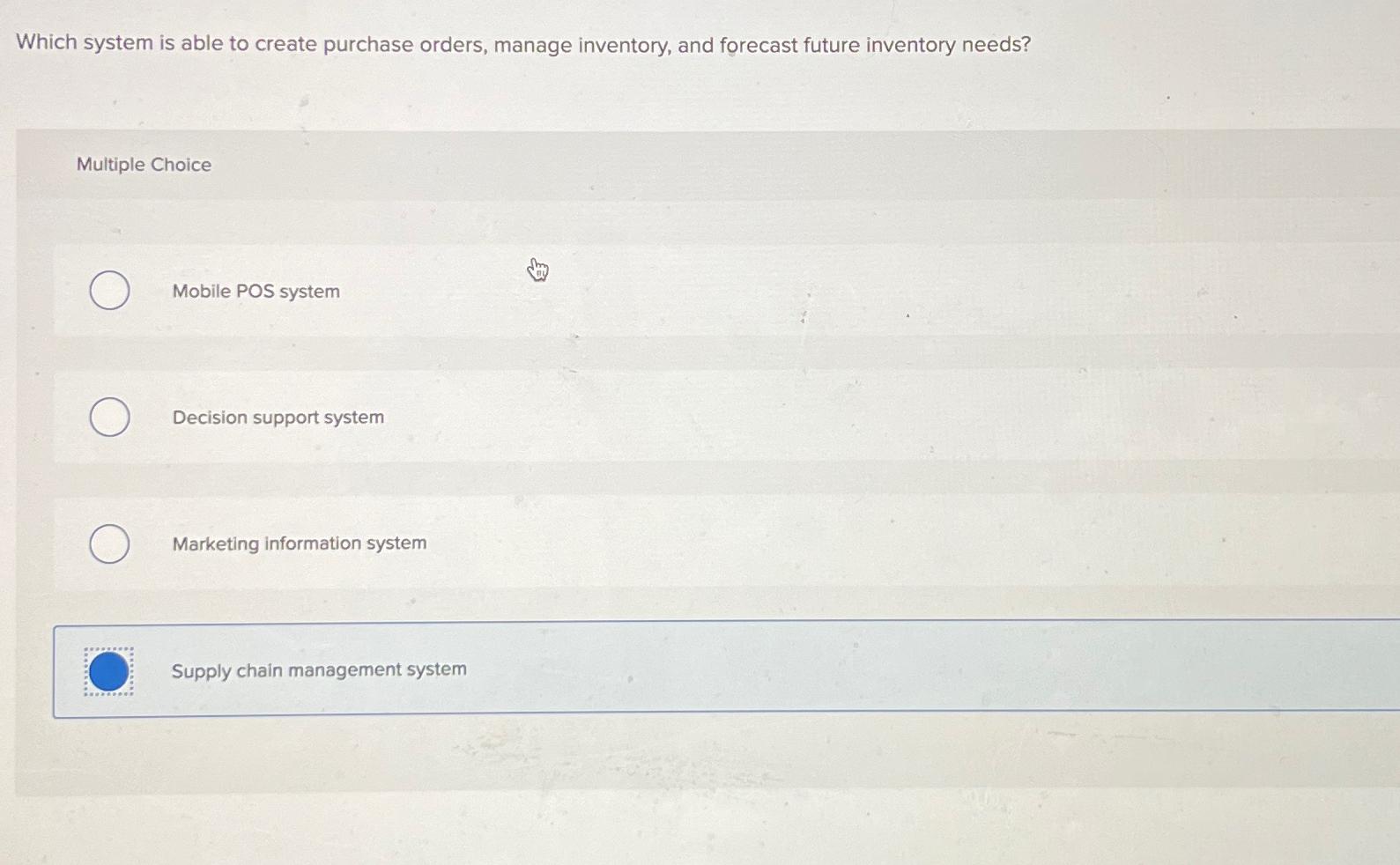  Which system is able to create purchase orders, manage inventory, and