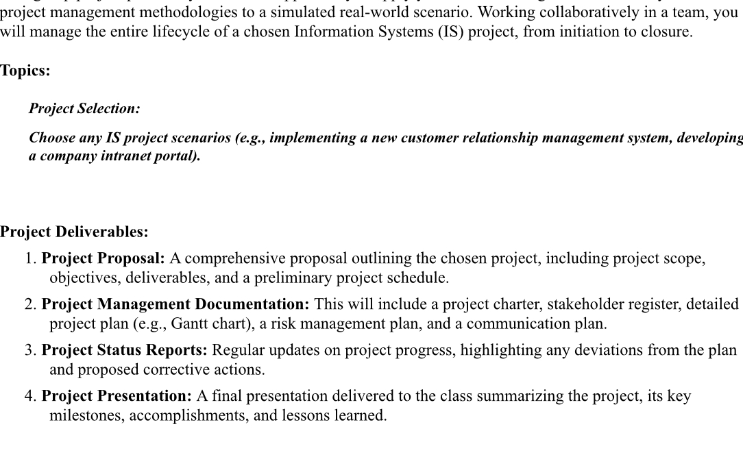  project management methodologies to a simulated real-world scenario. Working collaboratively in