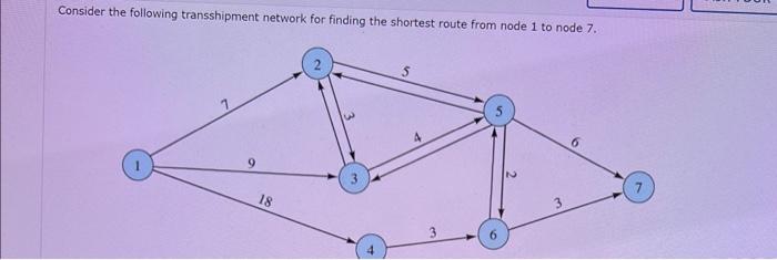 PLEASE HELPHIGHLIGHT OR BOLD ANSWERS PLEASE WILL VOTE Consider the following transshipment