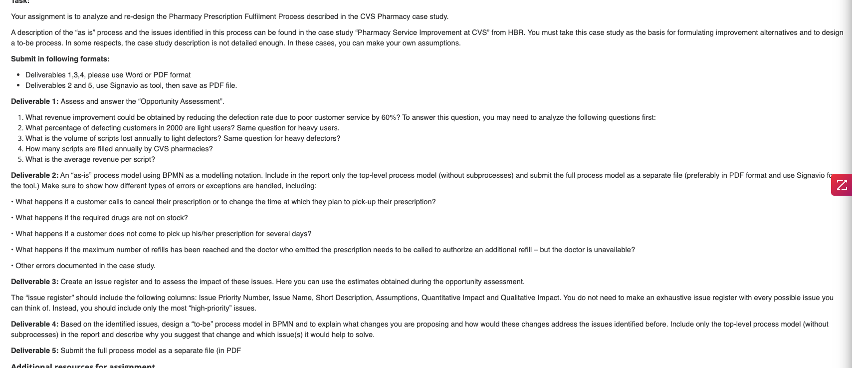  Your assignment is to analyze and re-design the Pharmacy Prescription Fulfilment