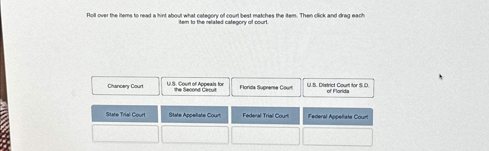  Roll over the items to read a hint about what category