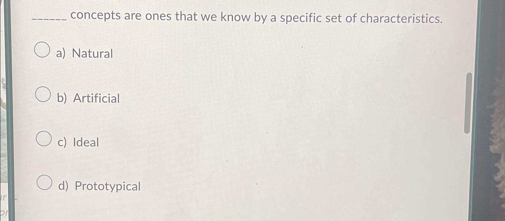  concepts are ones that we know by a specific set of