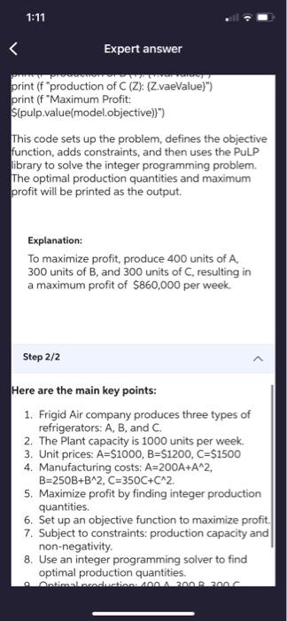need to find the production quantities of refrigerators A,B and C that