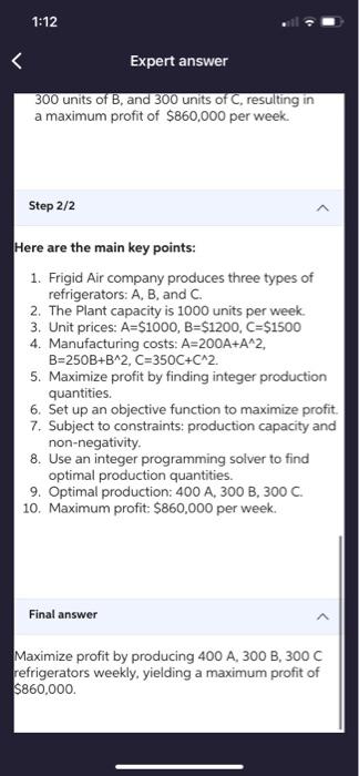 maximize the profit, taking into account both the unit prices \& manufacturing