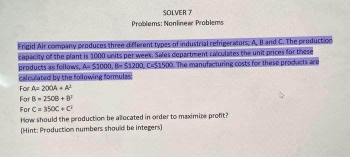 costs. Let: - X represents the number of units of refrigerato A