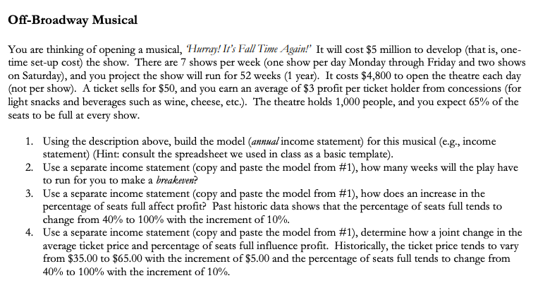 pls include excel sheet with the formulas shown You are thinking of