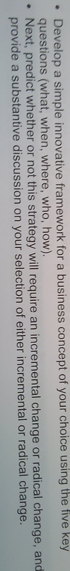  Develop a simple innovative framework for a business concept of your