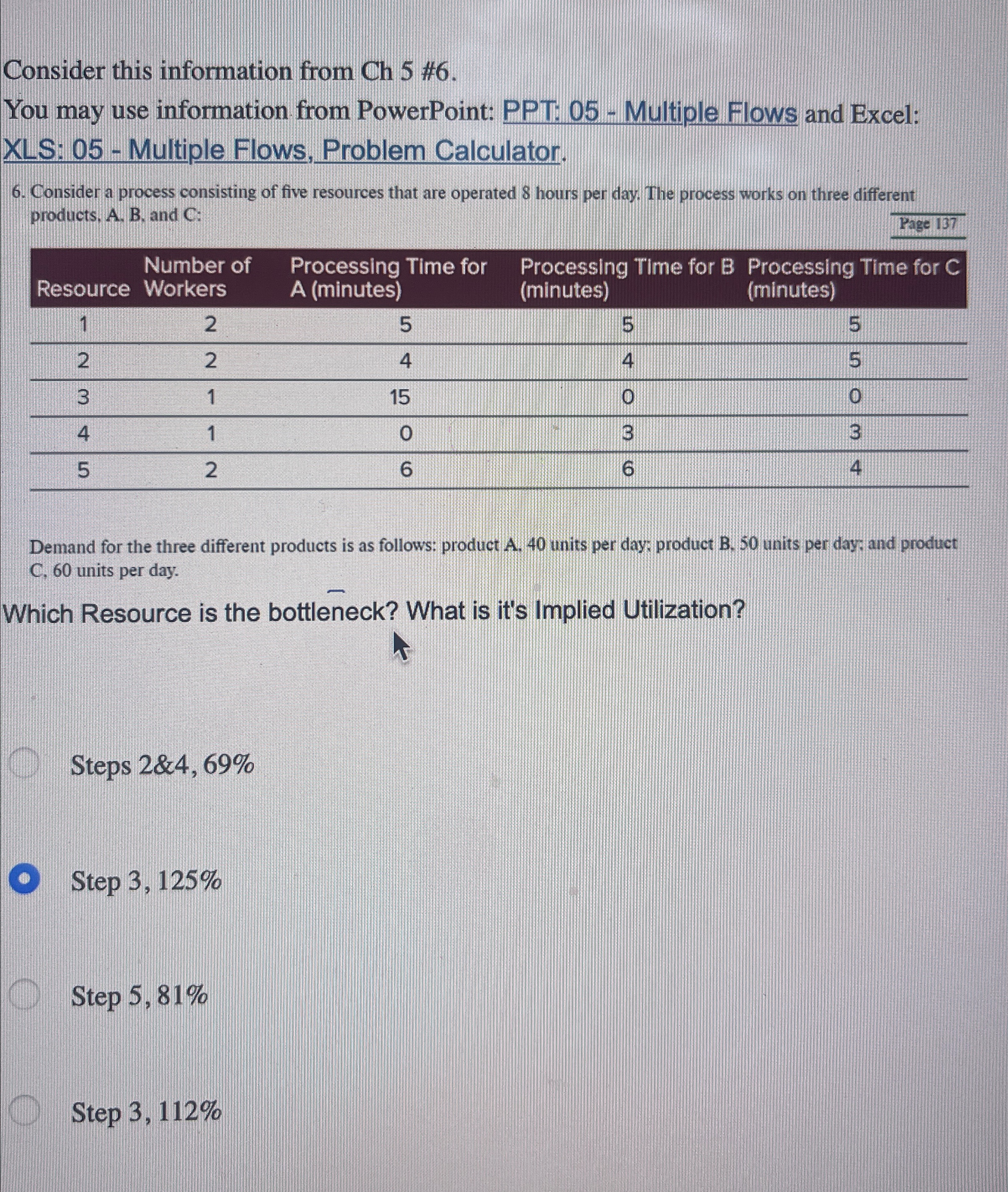  Consider this information from Ch #6 