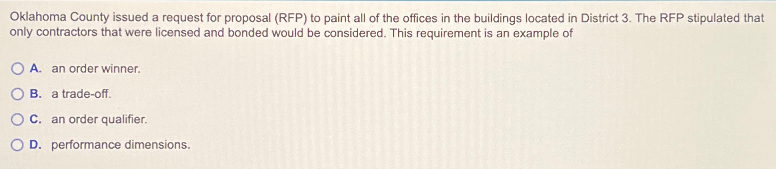  Oklahoma County issued a request for proposal (RFP) to paint all