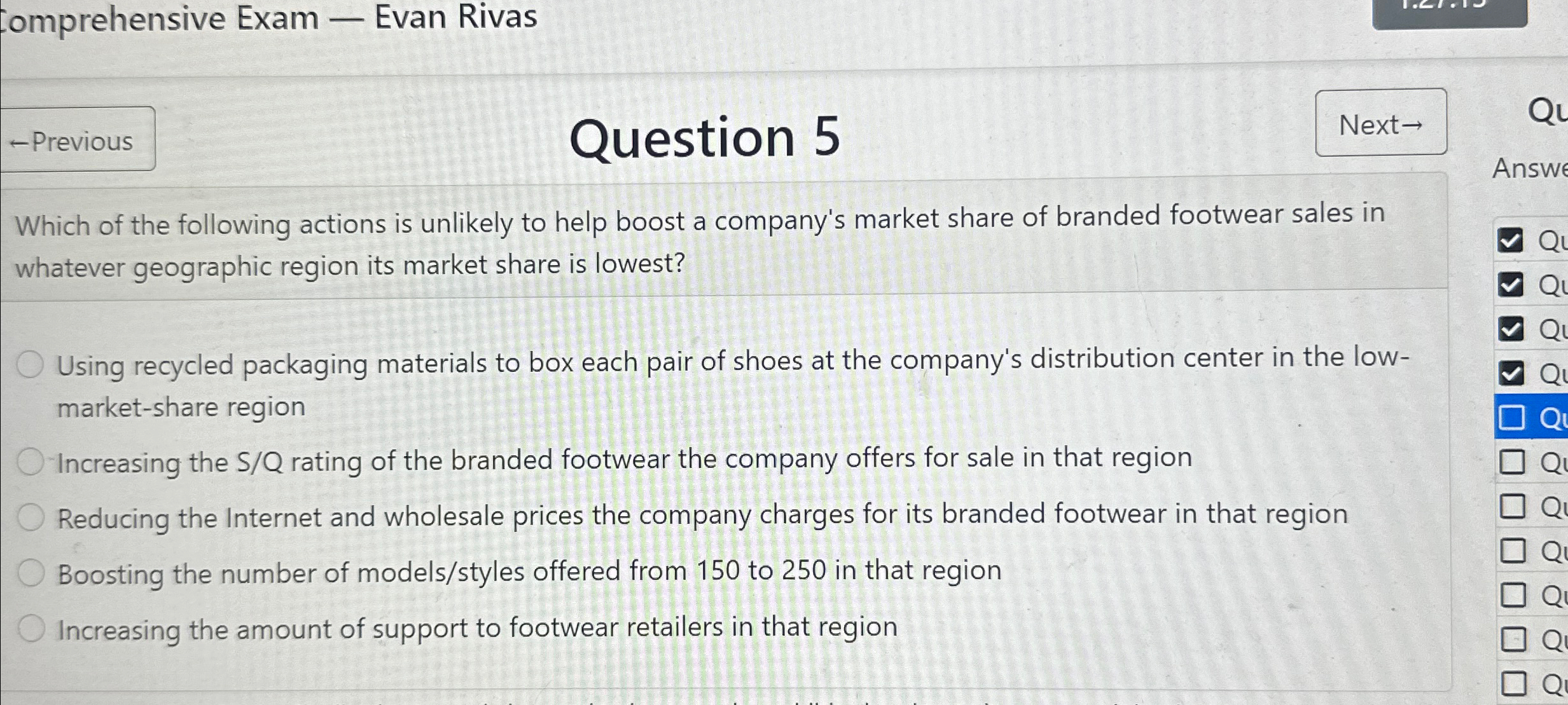  Comprehensive Exam - Evan Rivas larr Previous Question 5 Next Which