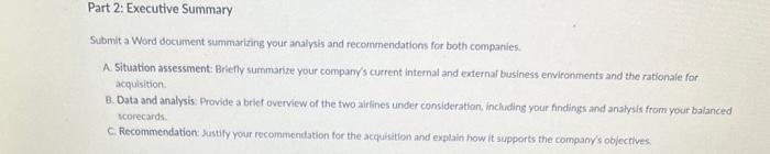  Part 2: Executive Summary Submit a Word document summariaing your analysis