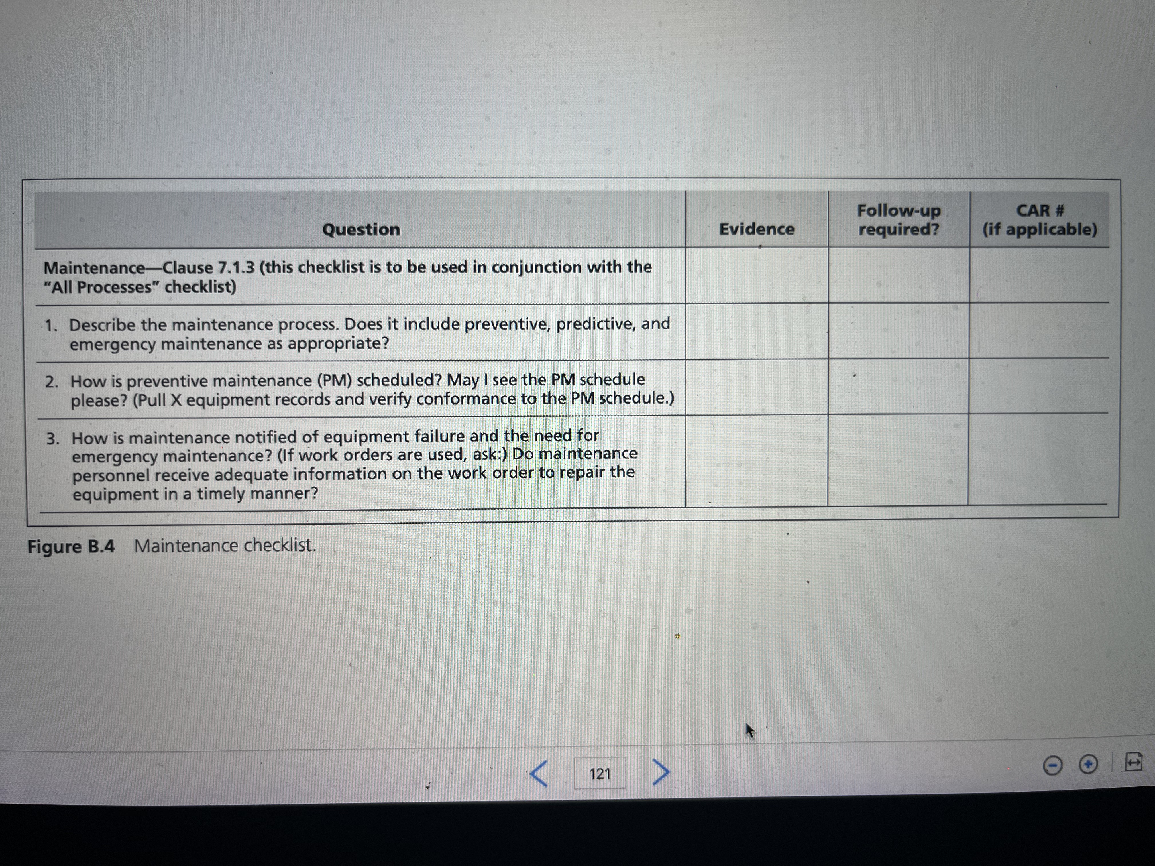  Do the questions adequately evaluate the process from the process model