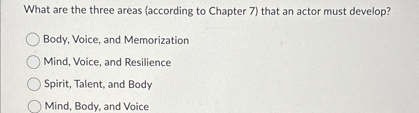  What are the three areas (according to Chapter 7) that an