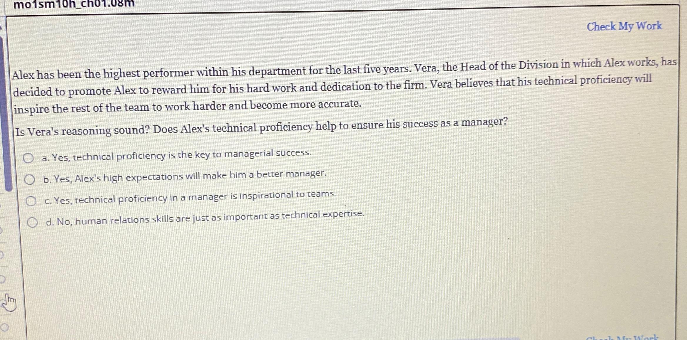  mo1sm10h_ch01.08m Check My Work Alex has been the highest performer within