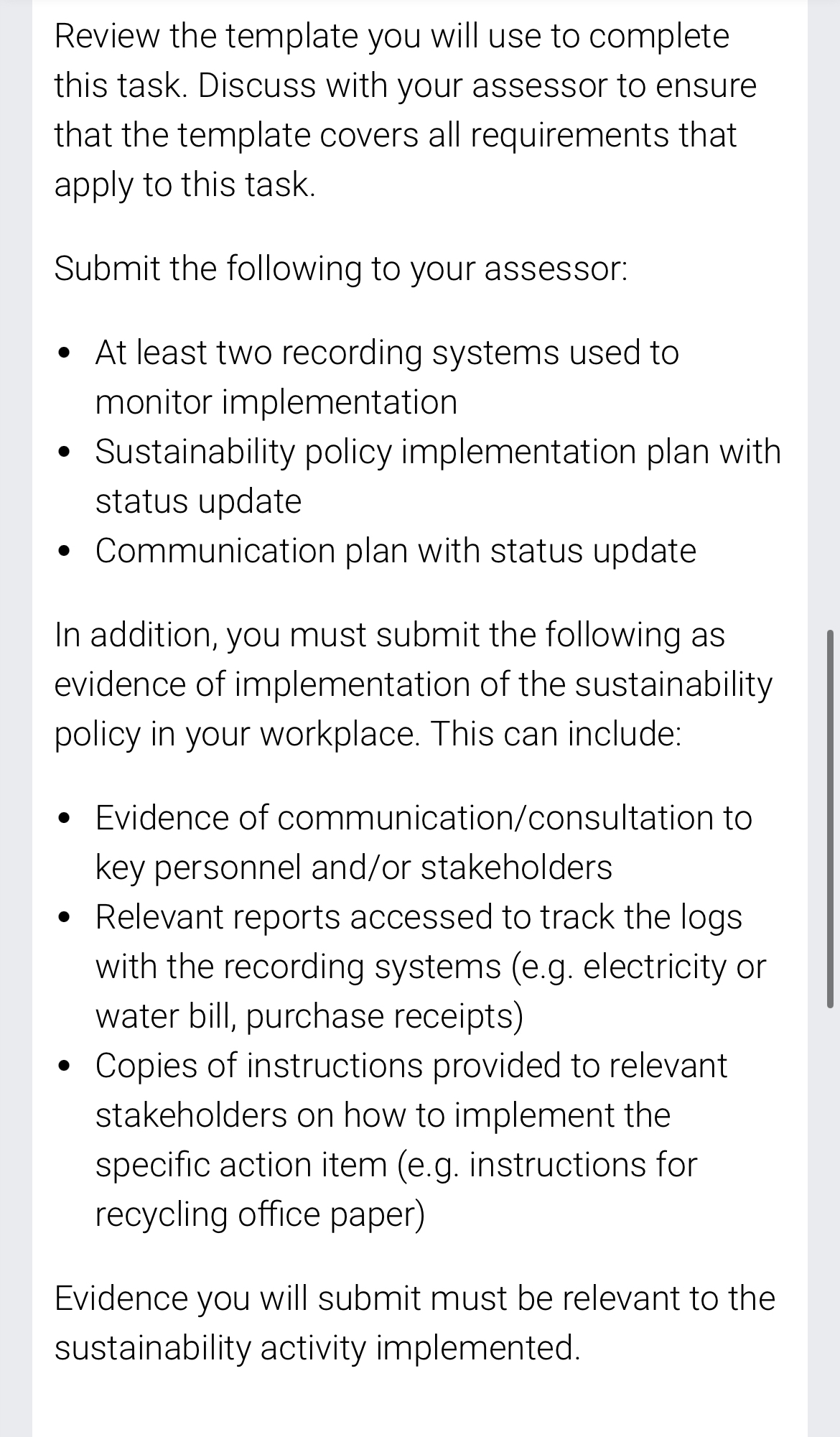  Task 7- Implement Policy and Track for Improvements This task requires