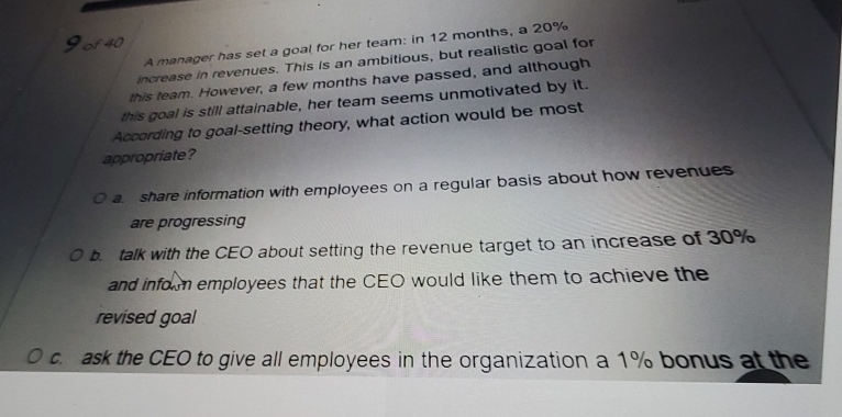  9.10 A manager has set a goal for her team: in