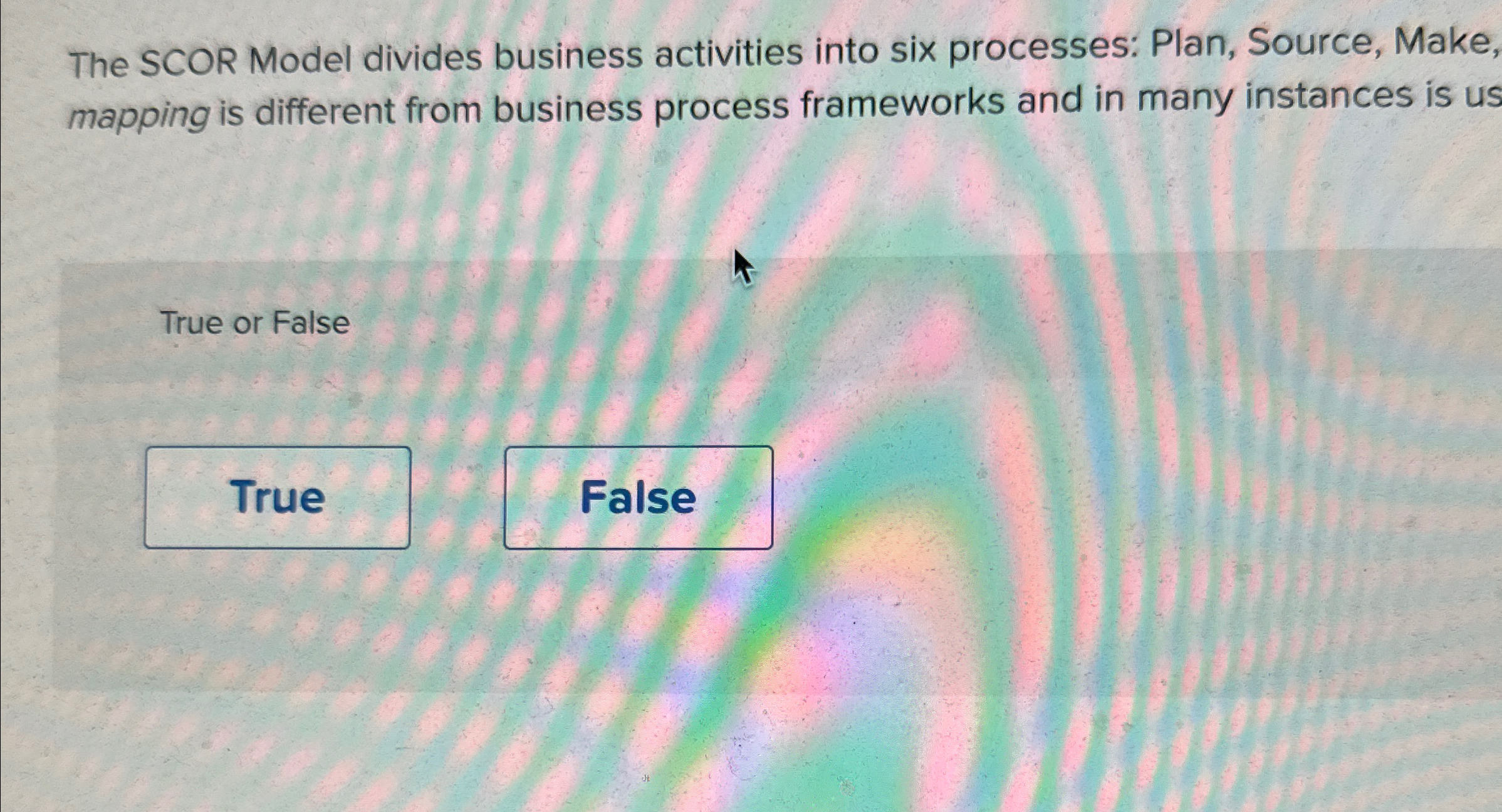  The SCOR Model divides business activities into six processes: Plan, Source,
