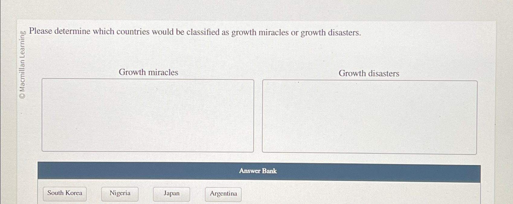  ?60 Please determine which countries would be classified as growth miracles