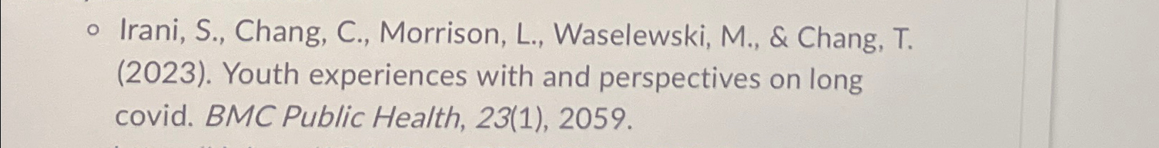  In the article "rani, S., Chang, C., Morrison, L., Waselewski, M.,