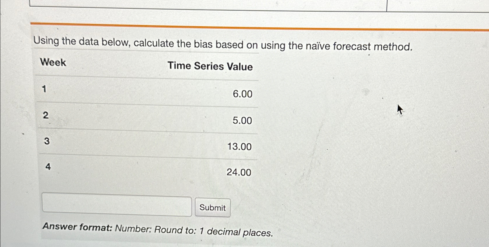  Using the data below, calculate the bias based on using the