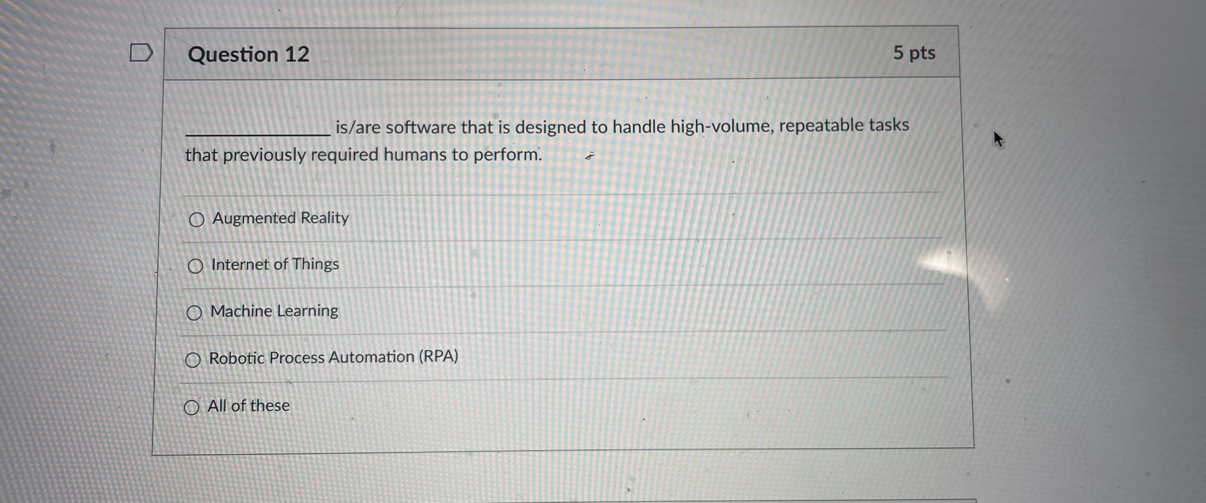  Question 12 5 pts is/are software that is designed to handle
