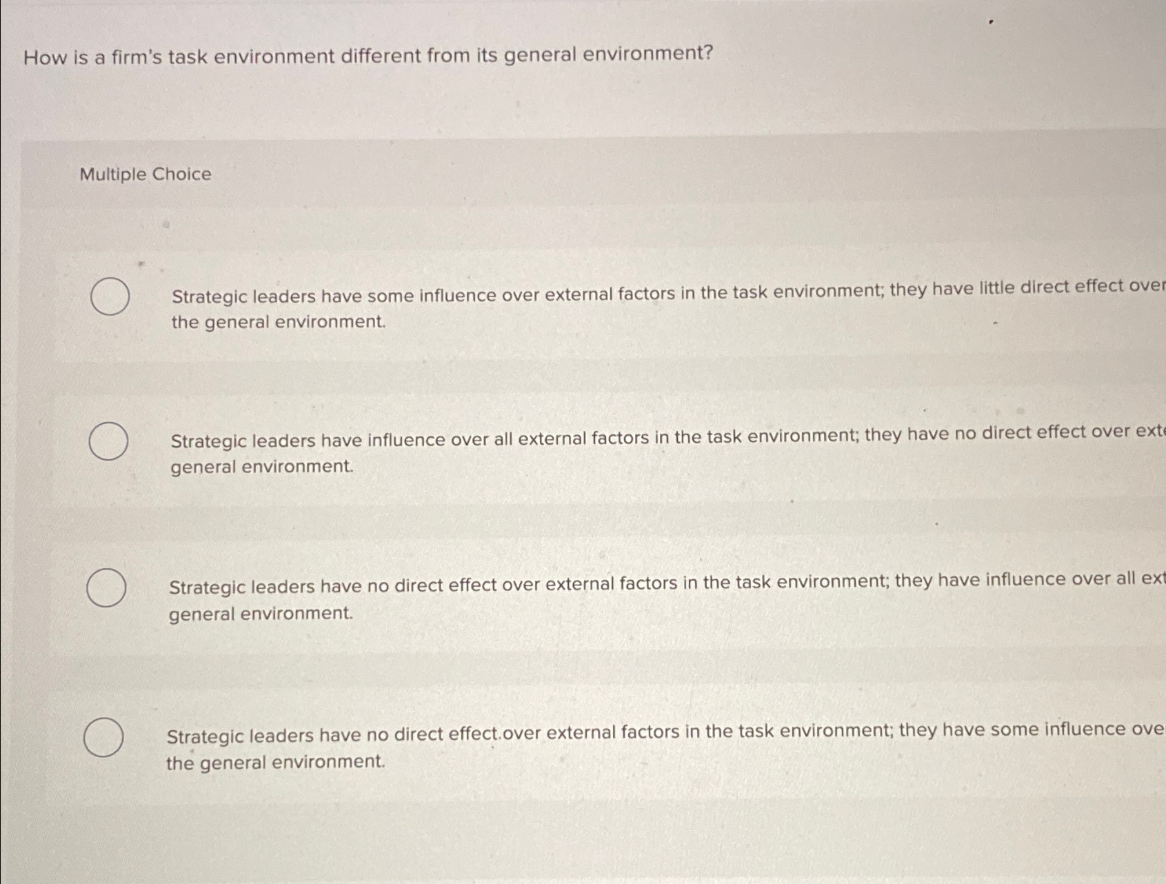  How is a firm's task environment different from its general environment?