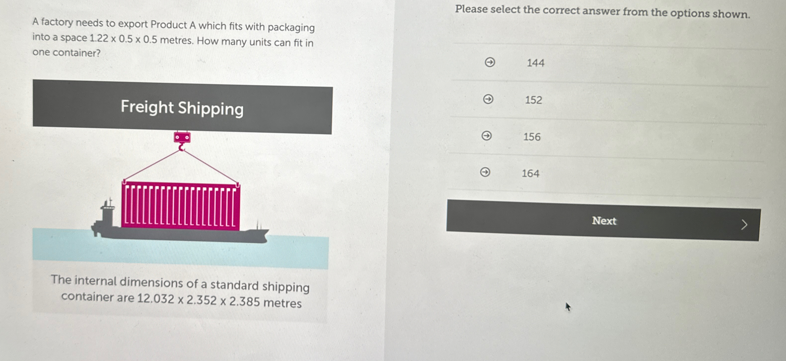  A factory needs to export Product A which fits with packaging