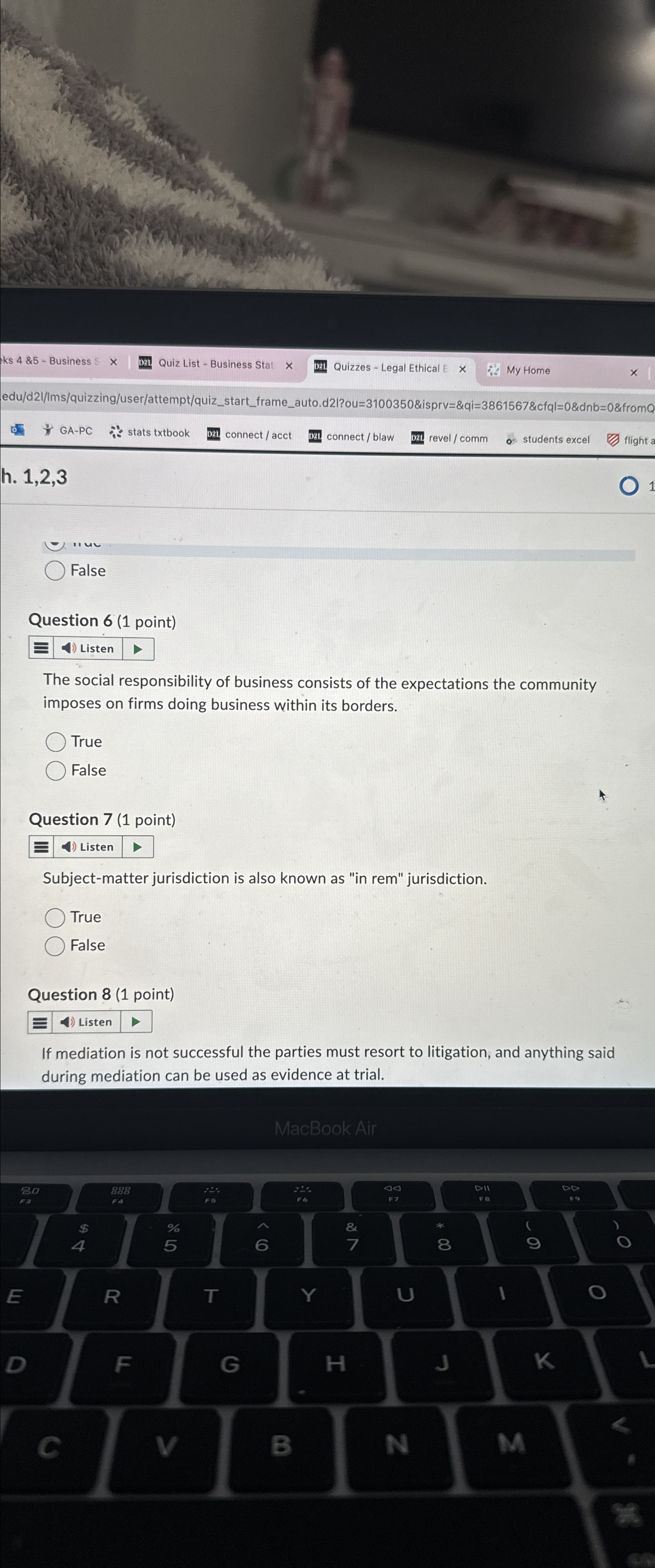  h.1,2,3 | False Question 6(1 point) Listen The social responsibility of