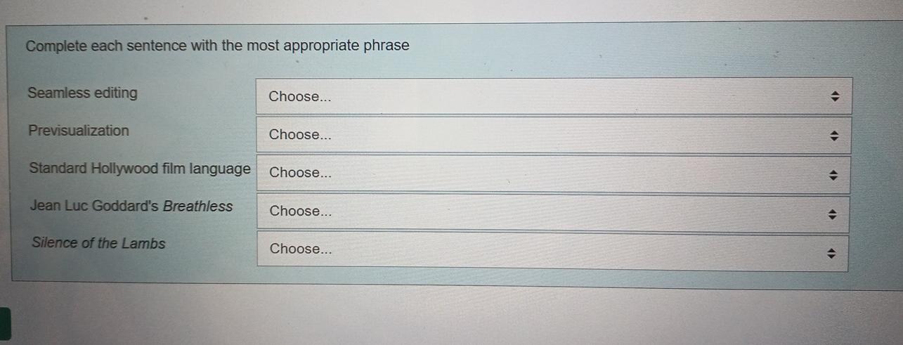  Complete each sentence with the most appropriate phrase Seamless editing Choose...