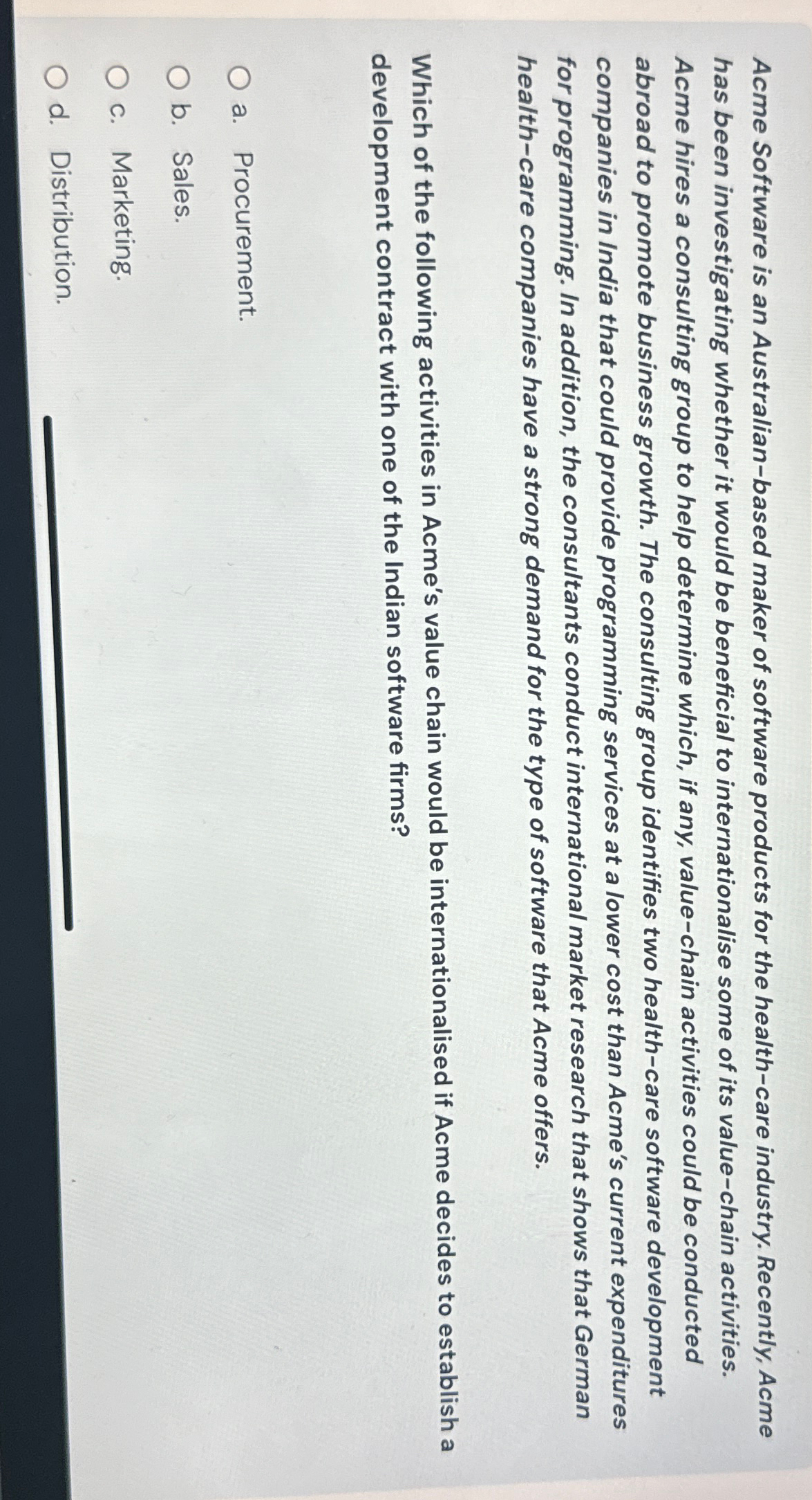  Acme Software is an Australian-based maker of software products for the