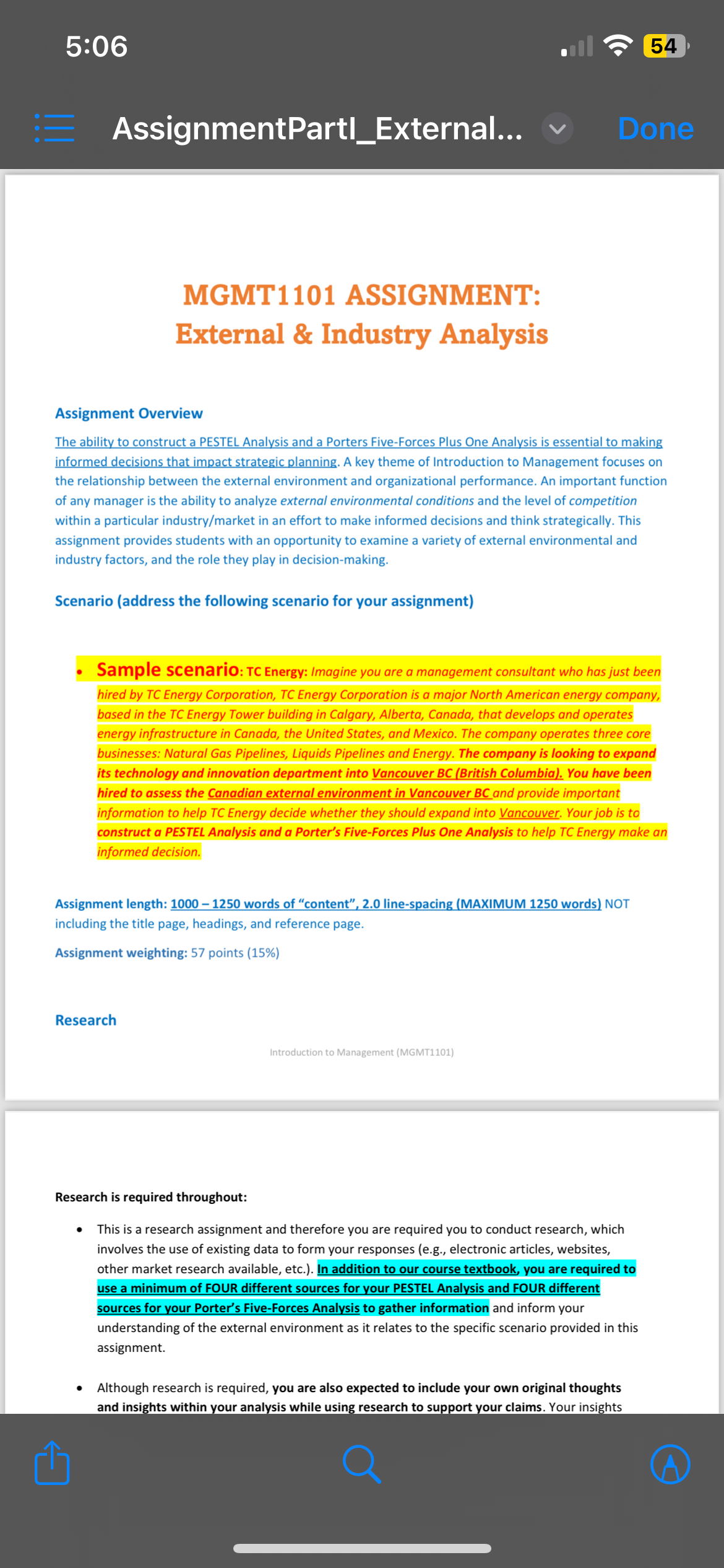  5:06 54 AssignmentPartl_External... MGMT1101 ASSIGNMENT: External & Industry Analysis Assignment Overview