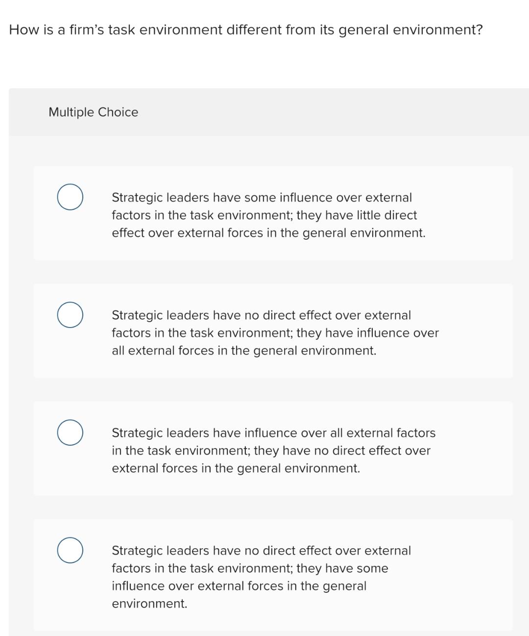  How is a firm's task environment different from its general environment?