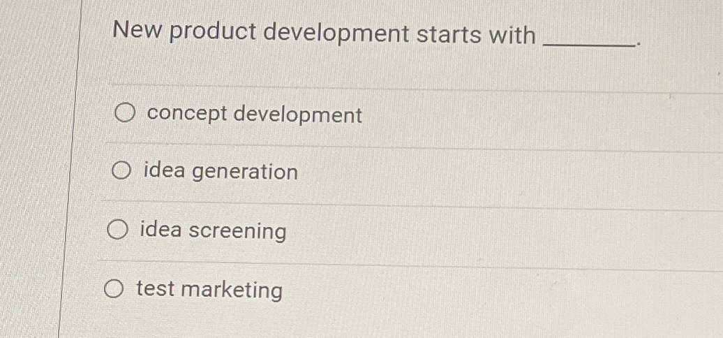  New product development starts with concept development idea generation idea screening